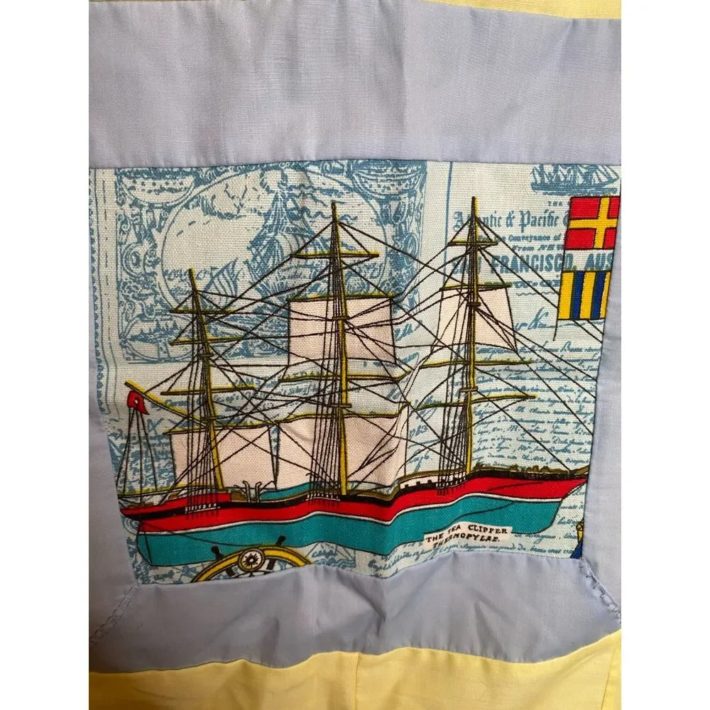 VTQ Patchwork Quilt Top Layer Mariner Sailing Ship 54x54